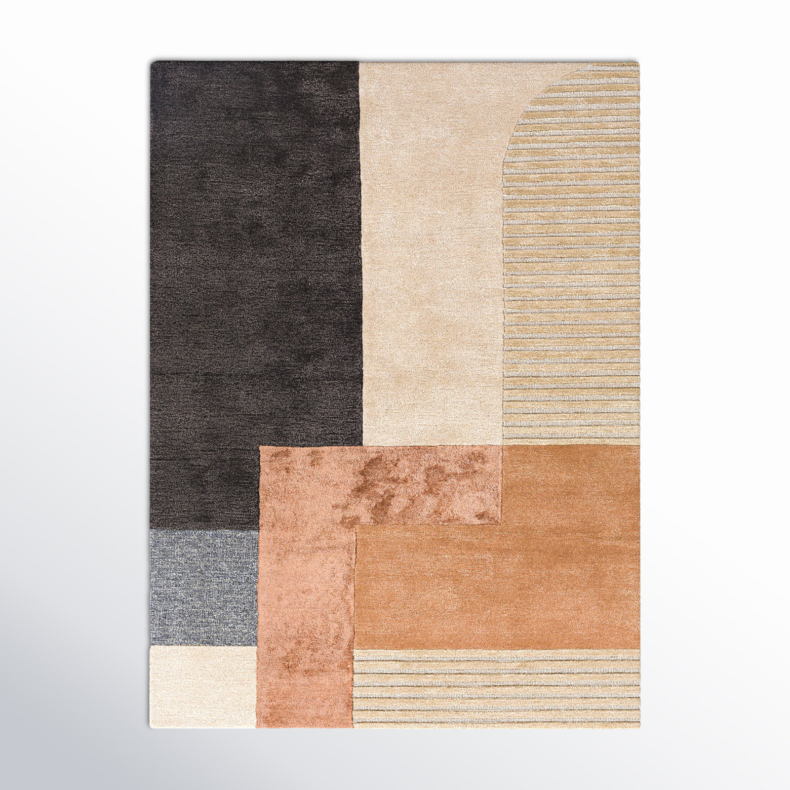 Mora Hand Tufted Beige/Rose/Charcoal Rug, Rectangle 8' x 10'