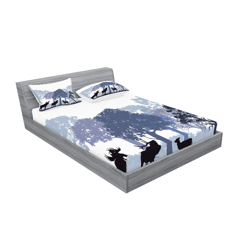 Drap-housse et taie décorative Ambesonne Moose, noir, blanc, gris, Ensemble de draps pour grand lit + 5 pièces suppl