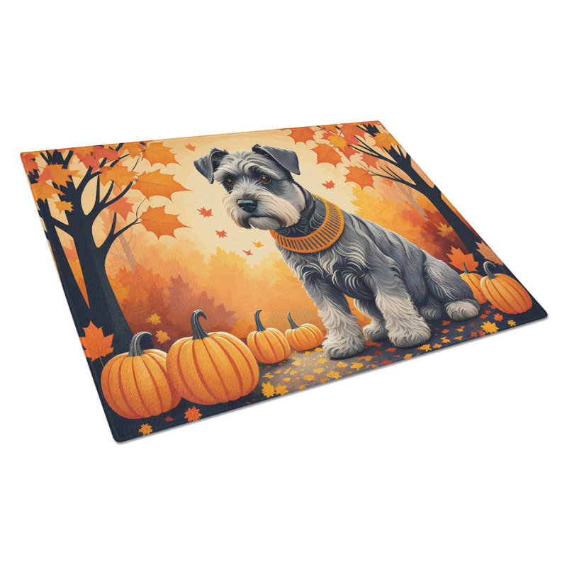 Schnauzer Fall Glass Cutting Board Large