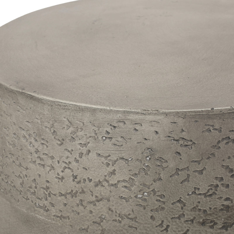 Lightweight Concrete Drum Shape Side Table - No Assembly, 19X19x16.29, Gray Shade In Theme, 19.03"W X 19.03"D 16.29"H,