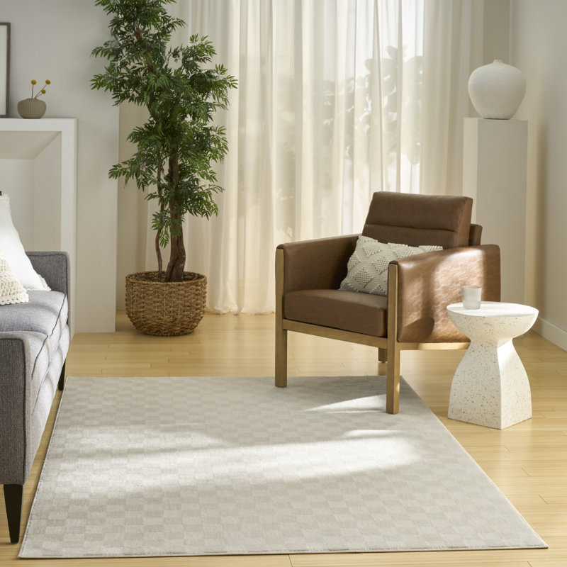 Gracie Oaks Corrigan  Ivory Modern Indoor Rug, Rectangle 3'11" x 5'11"