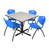 Neyland Cain Square X-Base Breakroom Table & 4 M Stack Chairs