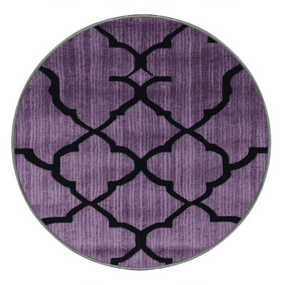 Machine Washable Trellis Purple Area Rug