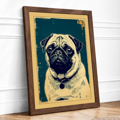 Solemn Pug Vintage - Framed Print