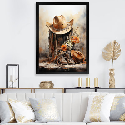 Yerly Minimalism Cowboy Hat And Boot II - Cowboys Wall Art