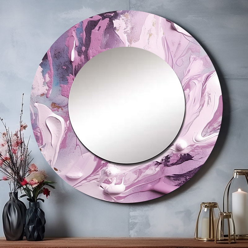 Onfre Electric Marble Ink Art I - miroir en marbre, miroir mural rond unique moderne, impression d'art en métal