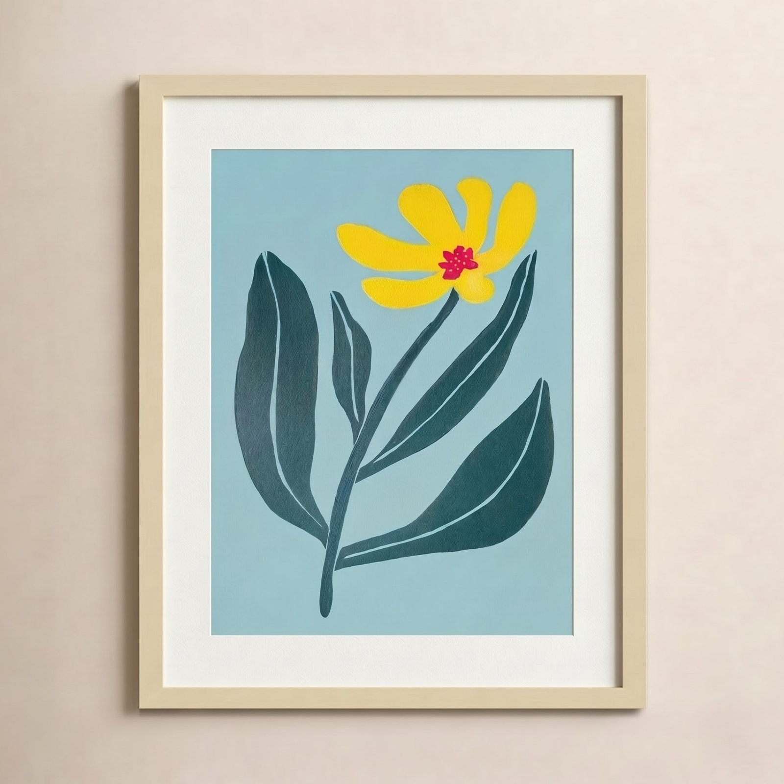 Exton "Yellow Flower" Print by Emma Daisy, 21" H x 17" W x 1" D, Brown
