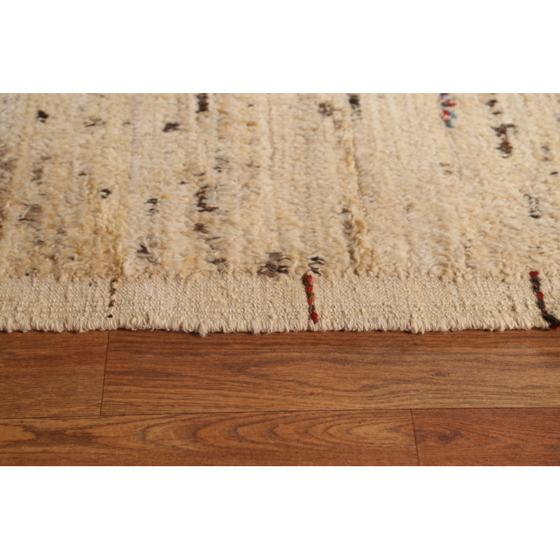 Tapis beige noué à la main de conception unique 10 pi 4 po x 13 pi 10 po