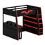 Loft Bed with Desk, Multi-Storage Shelves, RGB Lighting, and Adjustable Table Placement-1922463006