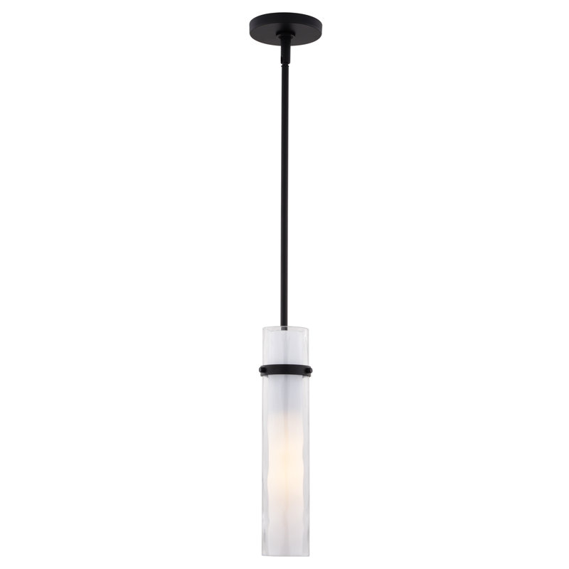 Luminaire suspendu cylindrique à 1 lumière Amada, Matte Black, H 23,5 po x l 4,5 po x P 4,5 po