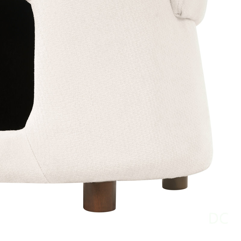 Fauteuil beige pour animaux avec coin caché pour animaux de compagnie, tabouret convertible, siège de rangement, capacité de 220 lb, pieds en bois d'acacia