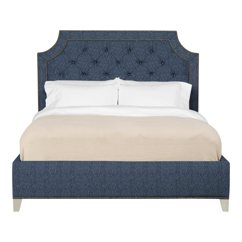 Audrey/Asher Queen Tufted Upholstered Low Profile Panel Bed, Navada Blue, Yes, Navajo