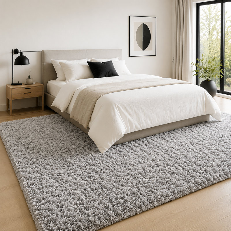 Light Gray Fluffy Area Rug - Ultra Soft Shag Rug for Living Room, Bedroom, Holiday Decor, Non-Slip Fuzzy Carpet for Modern Home