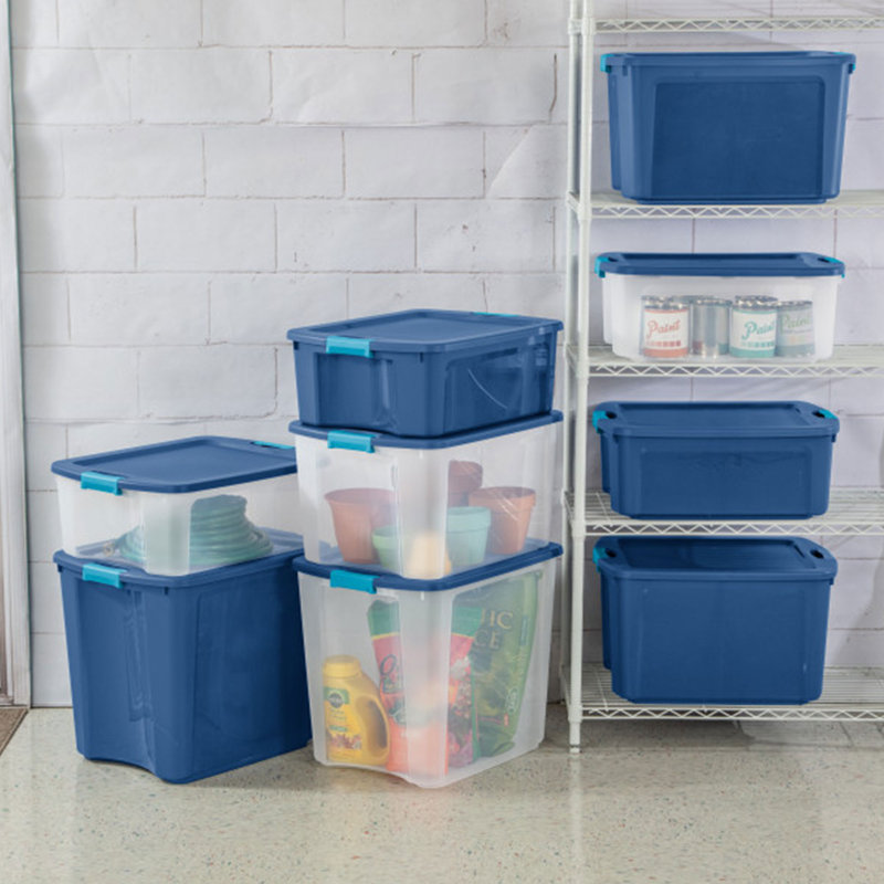 Loquet et porte 12 gallons Sterilite, 48 Quart, Bleu / Blanc, 6-Pack