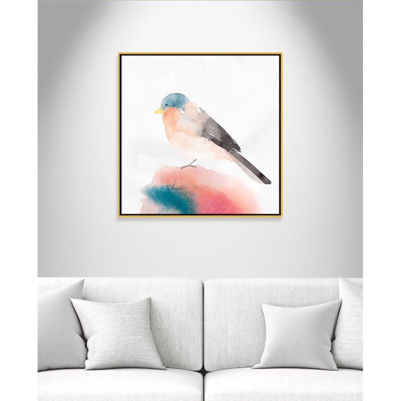 Chickadee II par Casa Fine Arts, Pas de tapis, H 31,5 po x l 31,5 po x P 2 po, Toile encadrée d'or