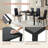 5 Piece Dining Table Set For 4, Tempered Glass Kitchen Table With 4 Upholstered Pu Chairs, Space-saving & Metal Steel Frame Dining Room Set For Home, Kitchen, Dining Room, Small Space(black)-1949171863