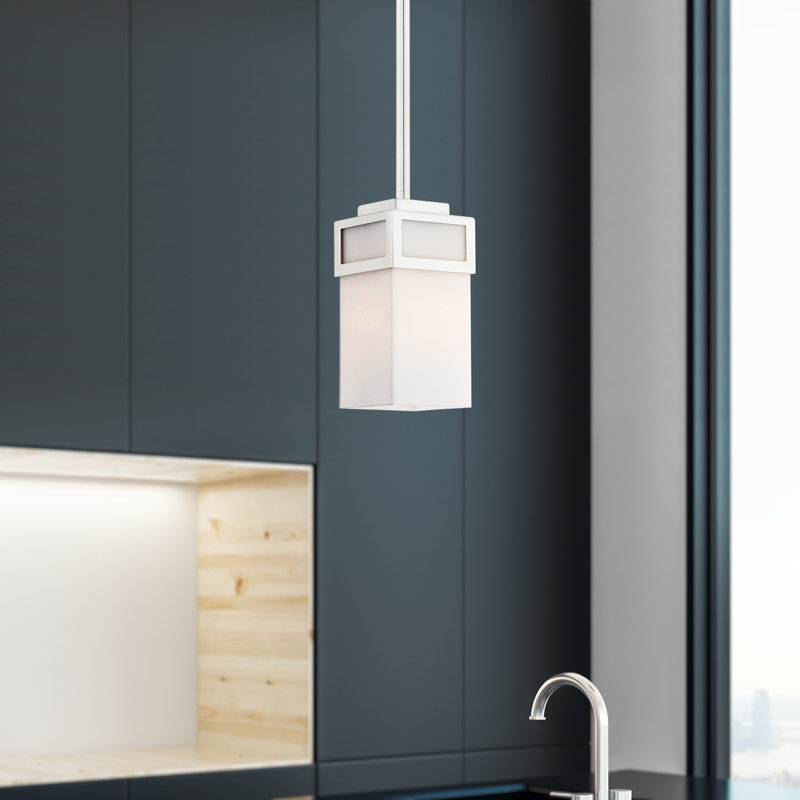 Luminaire suspendu rectangulaire 1 lumière Nailwell, Nickel brossé