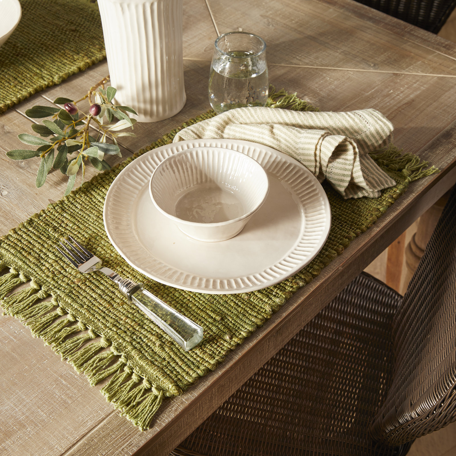 Payton Reversible Jute Placemat, Green