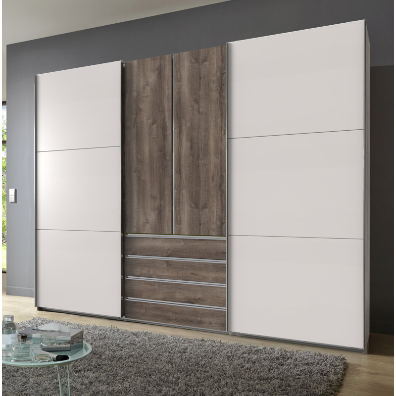 Advait 4 Door Manufactured Wood Wardrobe, White/Grey