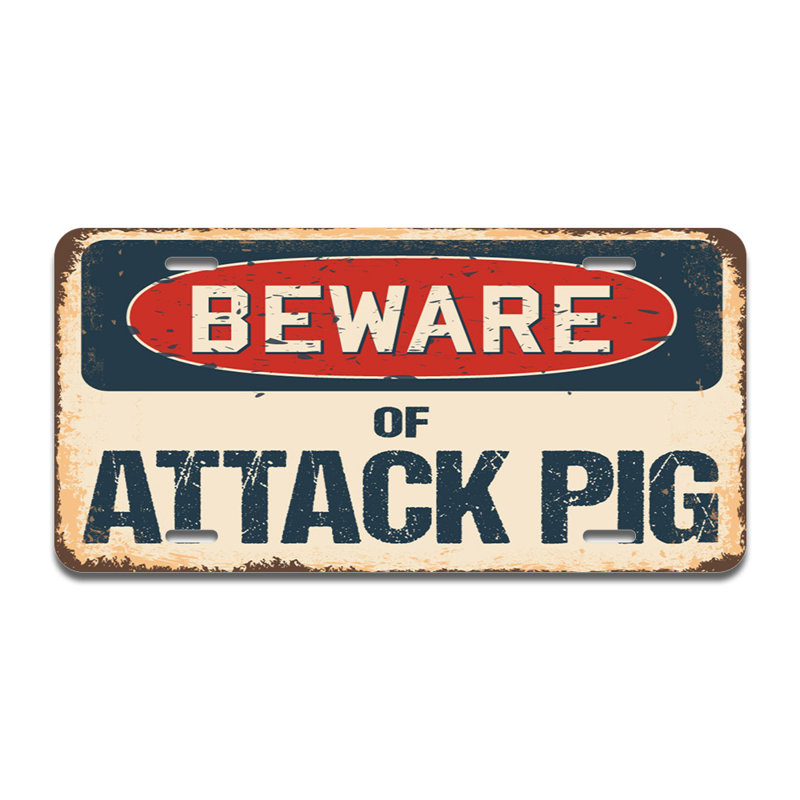 Cadre en aluminium «Beware of Attack Pig»