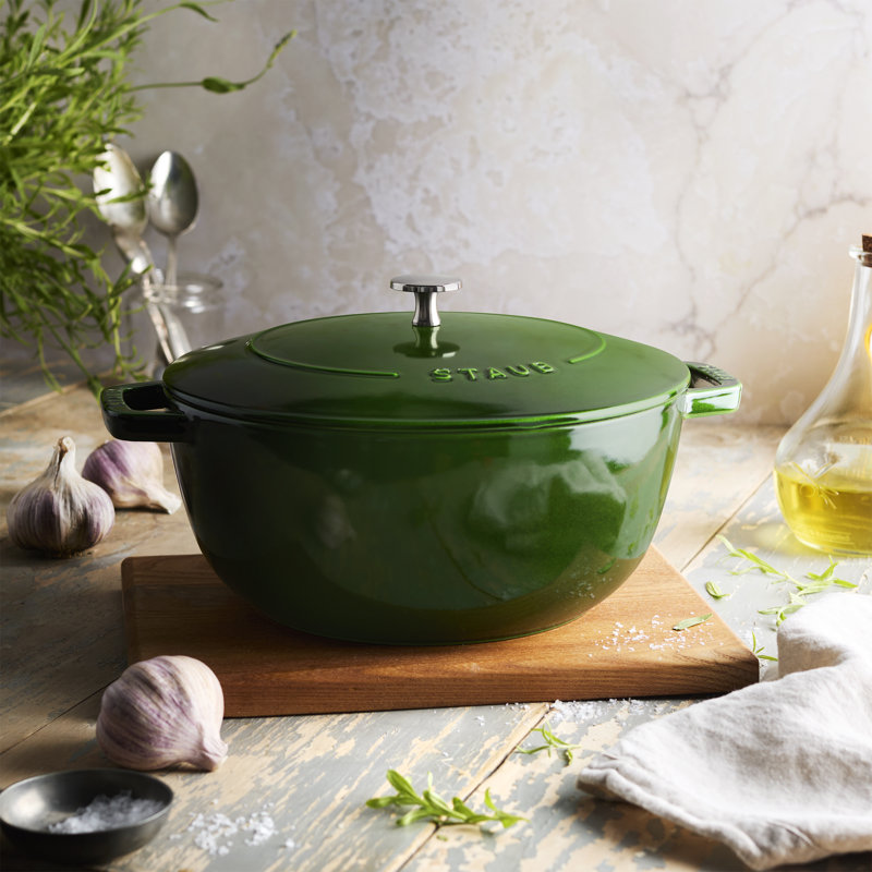 Staub Cast Iron Essential French Oven, Dutch Oven, 5-Quart, Serves 5-6, Made In France - Basil