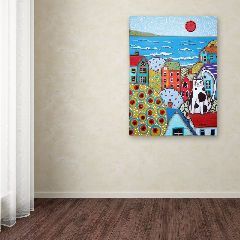 « seaside cat », reproduction d’impression sur toile tendue, H 47 po x l 35 po x P 2 po