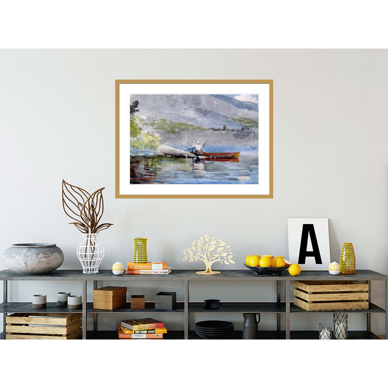 «The Canoe» par Winslow Homer - impression giclée encadrée, H 31,24 po x l 41,5 po