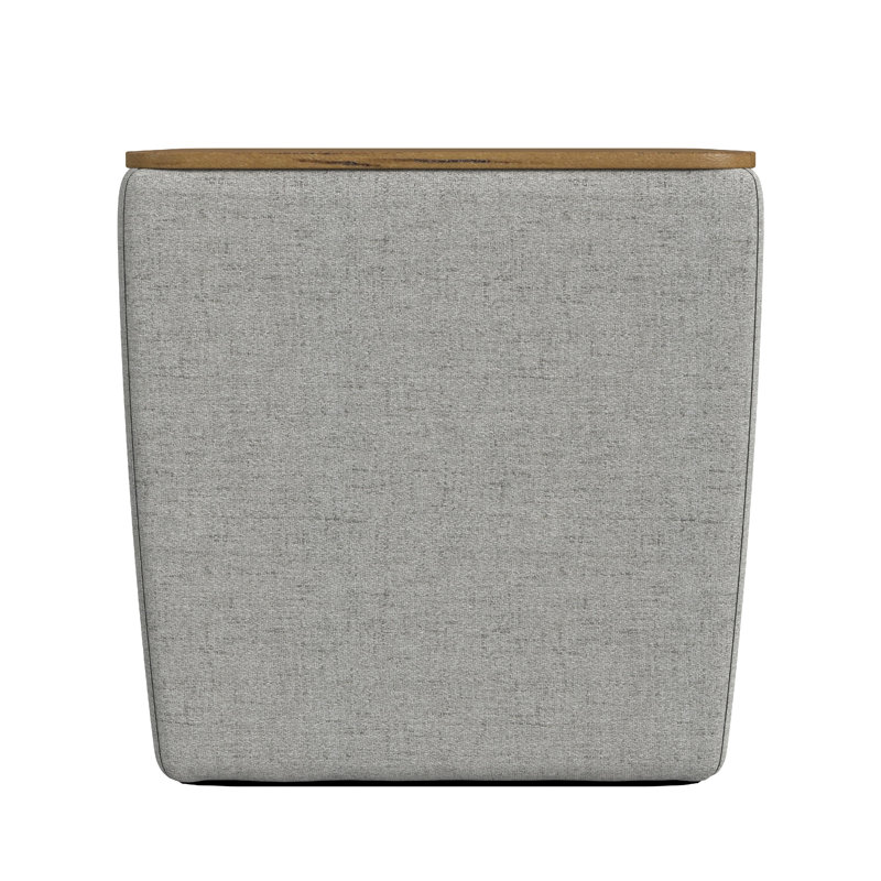 Repose-pieds avec rangement Mody, revêtement gris, plateau en bois brun de 19 pouces