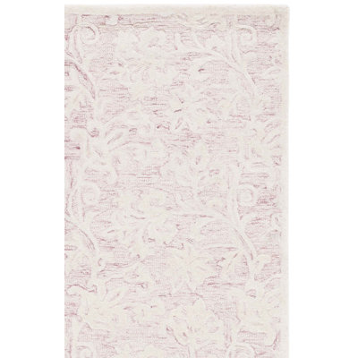 Msr Metro Floral Handmade Tufted Wool Area Rug in Pink/Ivory
