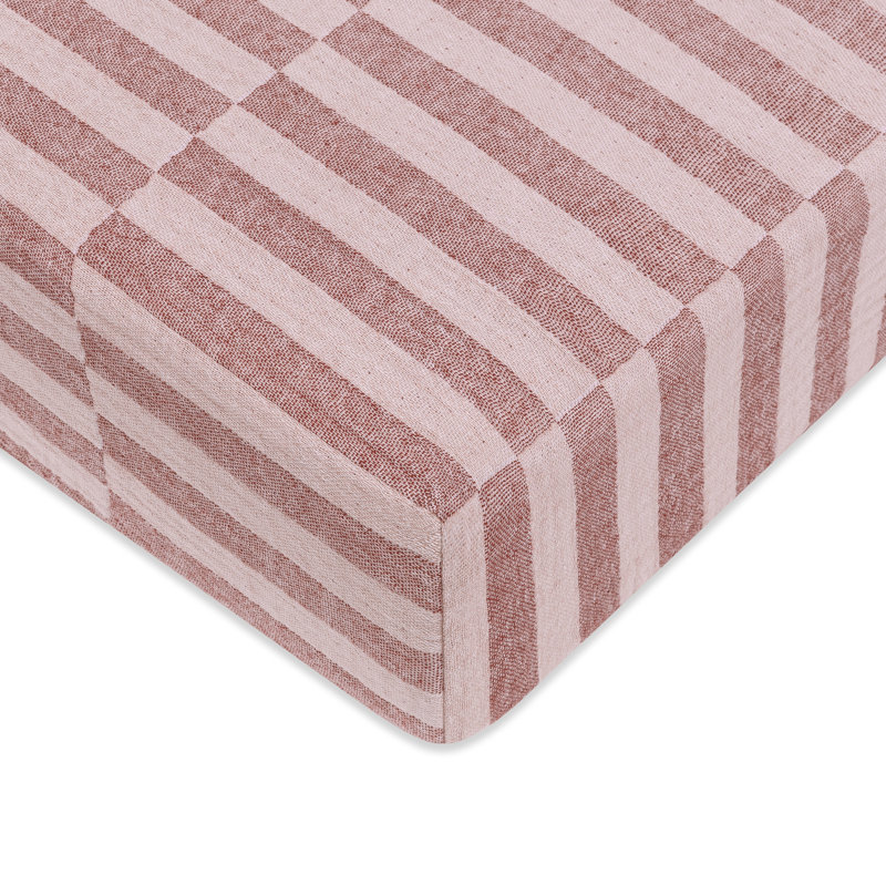 Maroon Stripe Muslin Crib Sheet