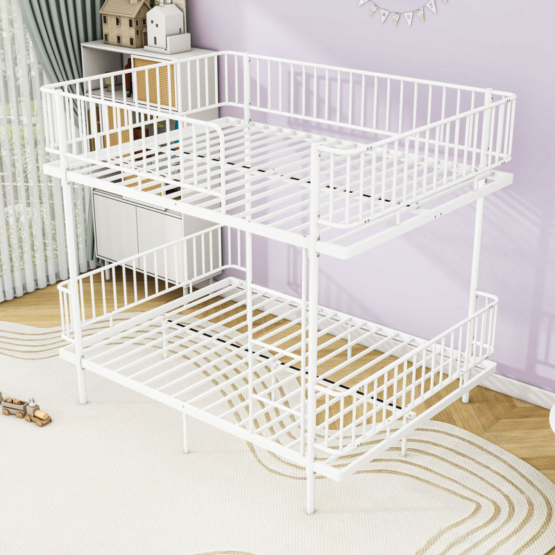 Lit superposé en métal avec conception convertible et caractéristiques de sécurité améliorées, Blanc