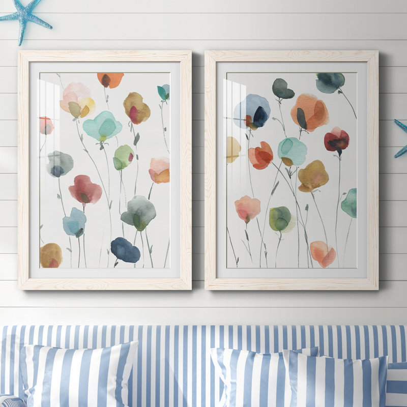 «Lollipop Garden I», ensemble de 2 impressions, Impression encadrée avec passe-partout, H 31,5 po x l 47 po x P 1,5 po, Blanc