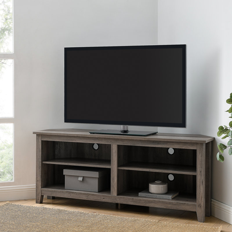 Meuble télé d'angle de 58 po avec rangement pour téléviseur de 65 po ou moins Kneeland, Gris délavé