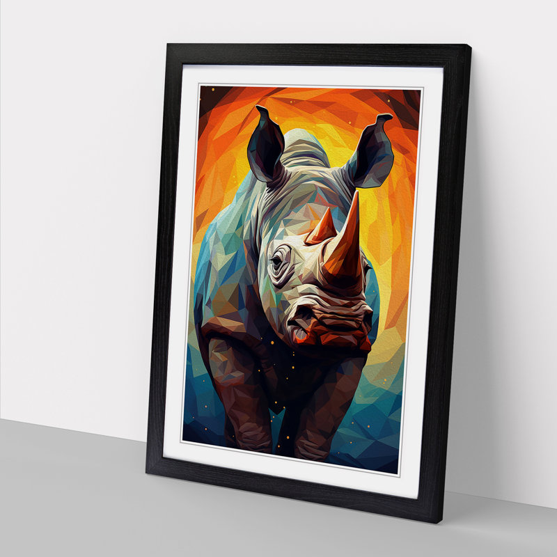 Rhino Geometric Art - Framed Print, Black Framed, 46cm H x 34cm W x 2cm D