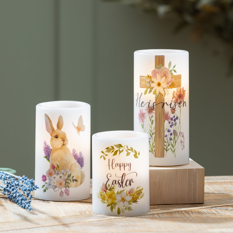 Ensemble de 3 bougies en cire de Pâques DEL