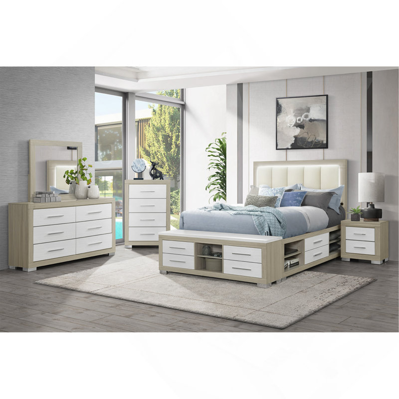 Natural And White Nightstand, Natural/White