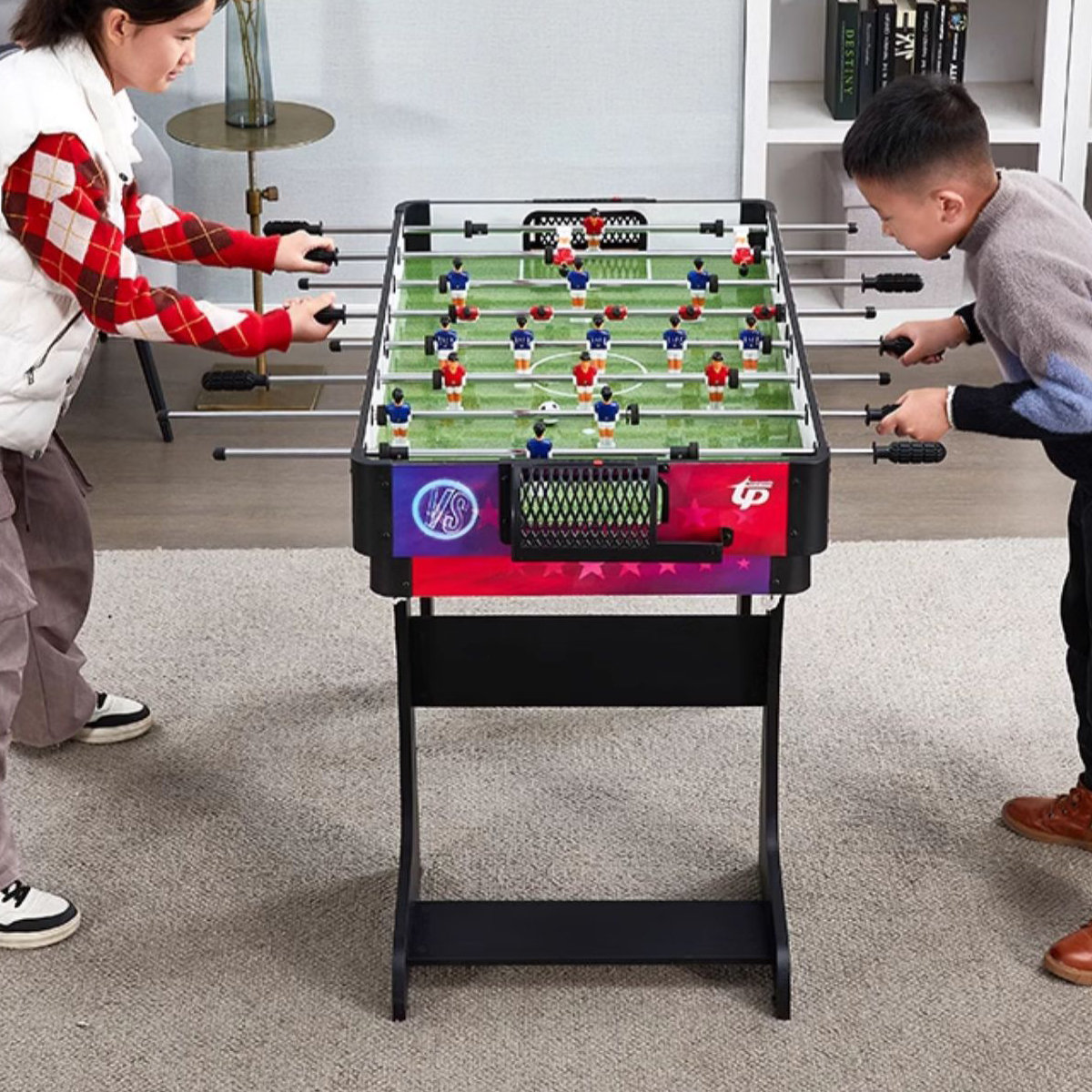 HUOMU Brown + Black Rectangular Manufactured Wood Multi Game Table ...