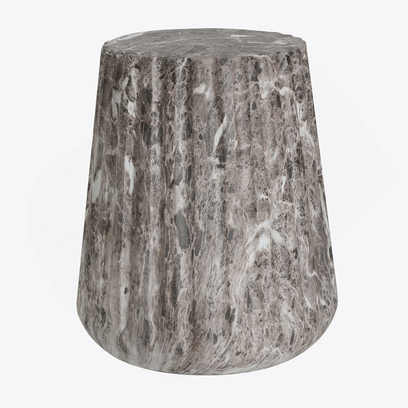 Outdoor Cleme Carved Side Table, Brown, Brown