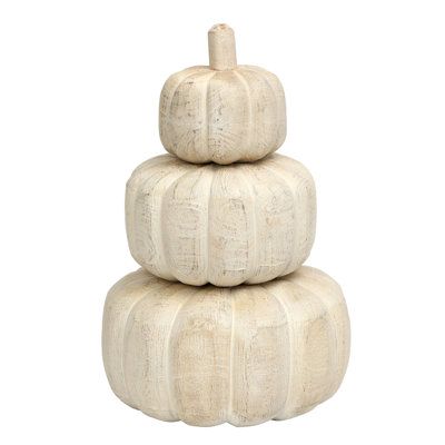 WHITEWASH WOODEN STACKABLE PUMPKIN