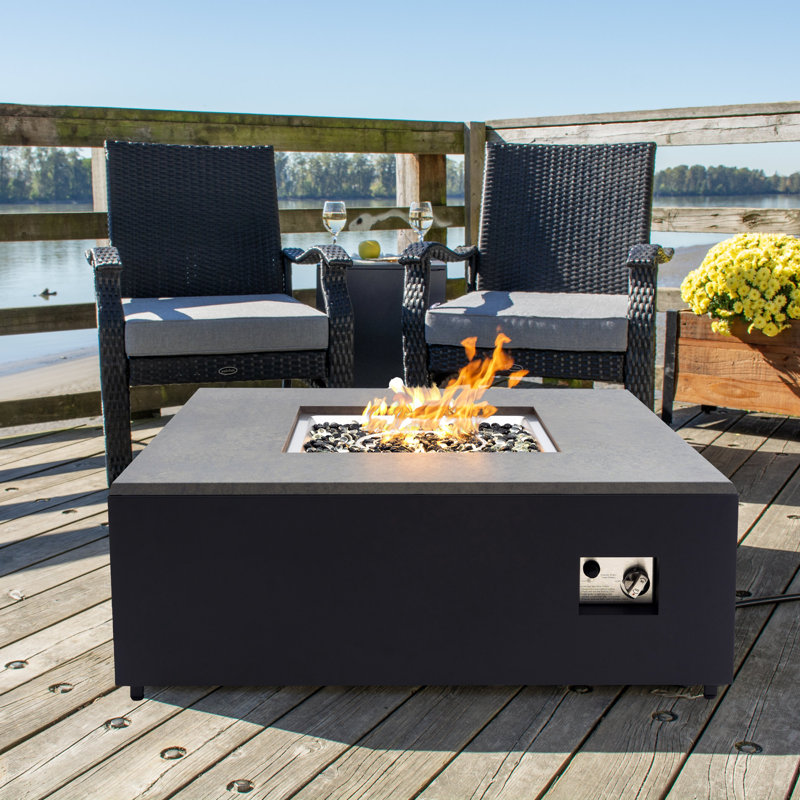 Table de foyer au propane convertible Paramount Danby, carrée, grise et noire