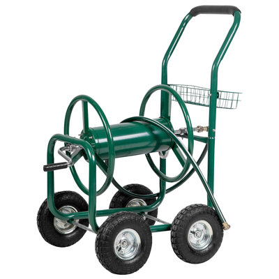 Chariot en acier robuste avec enrouleur de boyau d'arrosage de capacité de 300 pieds pour tuyaux 5/8 po