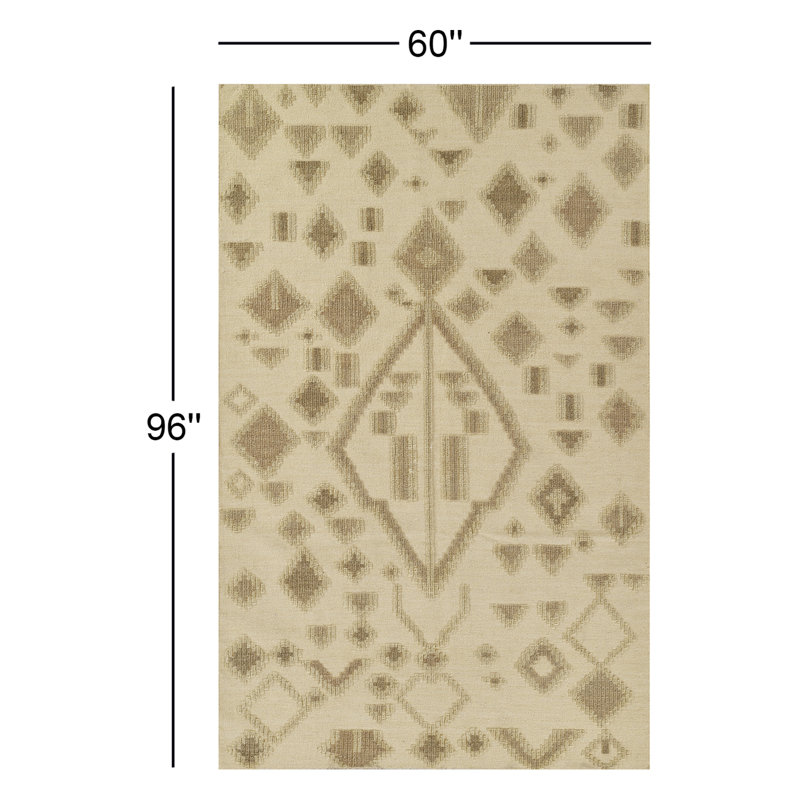Tapis à motif géométrique naturel Arlan, Rectangle 5 pi x 8 pi