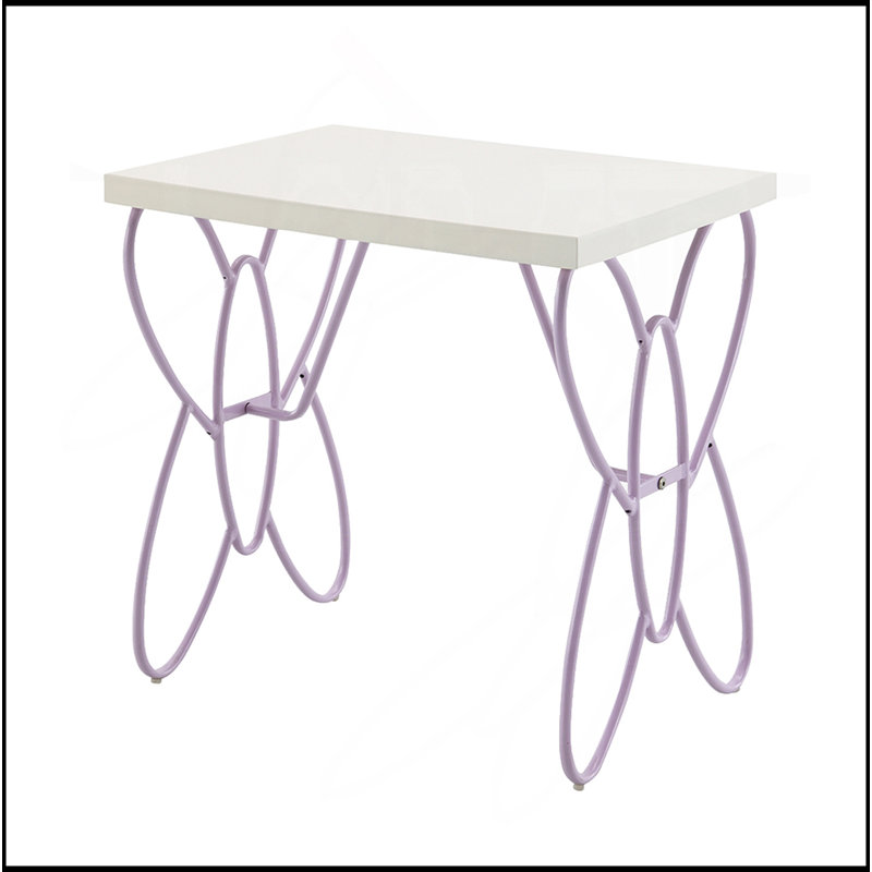 Table de chevet Butterfly Design, blanc et mauve clair
