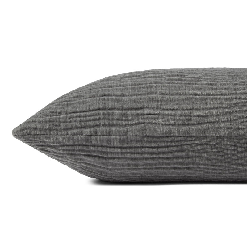 Housse et insert de coussin texturé réversible Edan, H 16 po x l 26 po, Duvet, Bleu marine