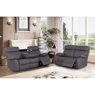 Avrielle Leather Power Reclining Living Room Set Reclining Sofa + Loveseat 2-piece Set
