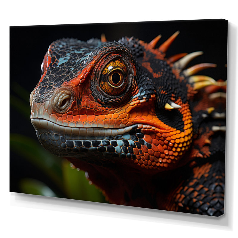 Portrait d'amphibien orange reptile, Toile tendue, H 34 po x l 44 po x P 1,5 po
