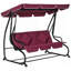 3-Seat Swing Bench  Swing Glider With Adjustable Canopy, Removable Cushion And Pillows, For Porch, Garden, Poolside, Backyard