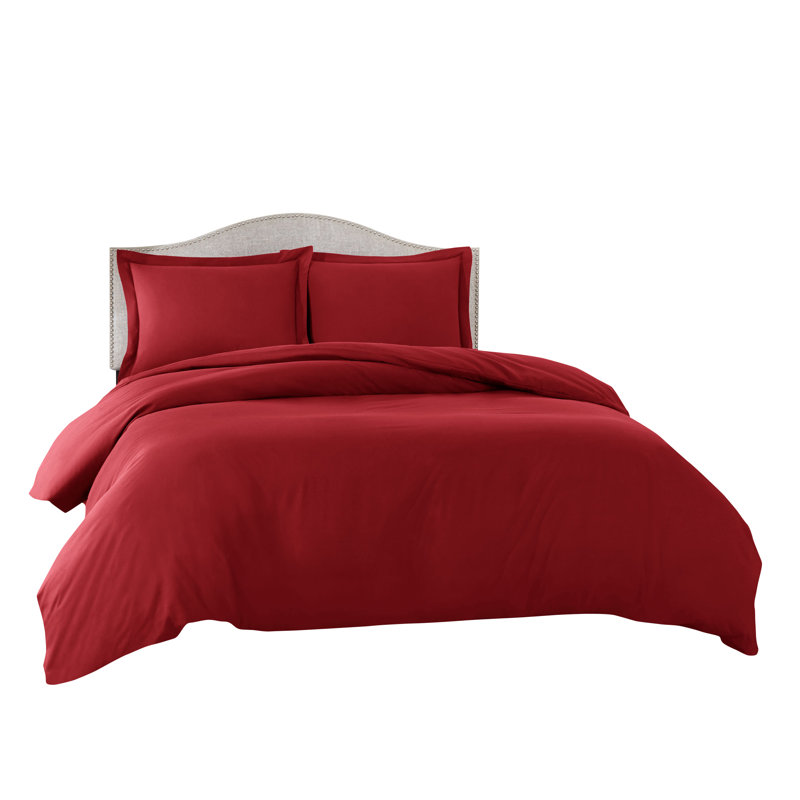 Modern & Contemporary Duvet Cover, Burgundy Red, Full Duvet Cover + 3 Additional Pieces