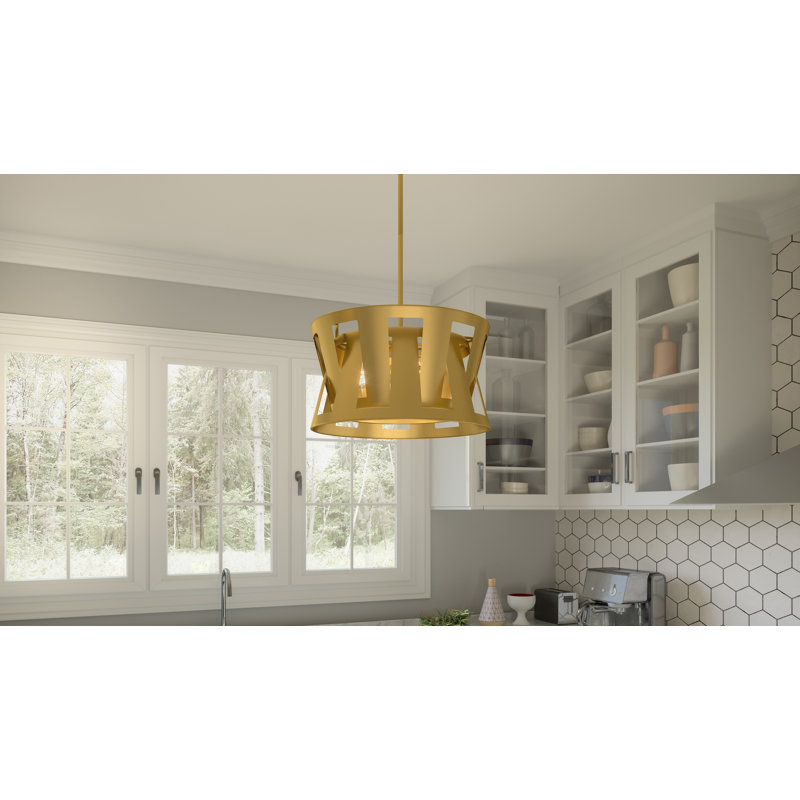 Luminaire suspendu 3 lumières or doux