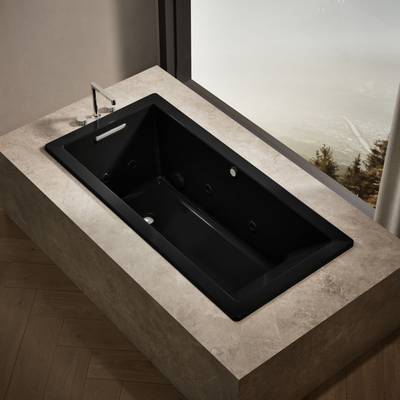 Baignoire tourbillon en acrylique 66 po x 32 po avec chauffant, Noir